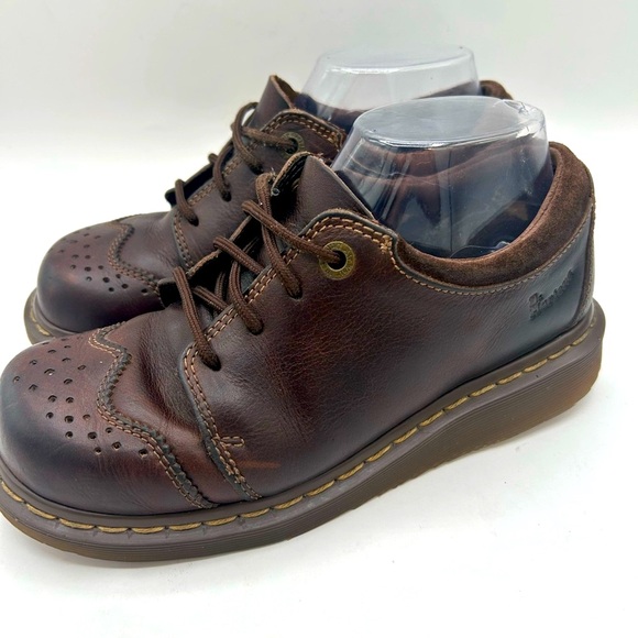 RARE VINTAGE Dr. Martens 11664 Brown Leather Brogue Oxfords men’s size 7 Y2K - Picture 6 of 16